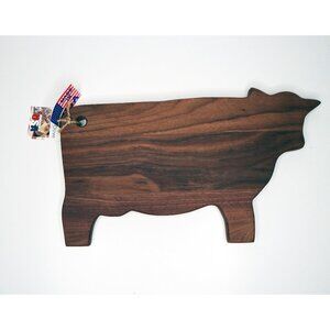 Oak & Olive Cow Shaped Charcuterie Cutting Board Walnut Wood NWT  NEW